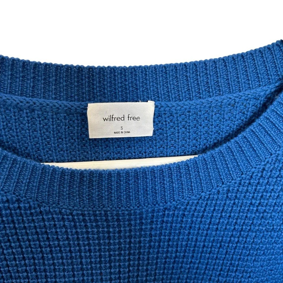 Aritzia Wilfred Free 100% Merino Wool Crewneck Pullover Sweater in Blue Size S - Picture 3 of 6